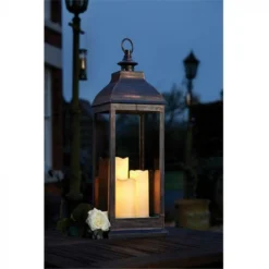 Giant Copper Battery Lantern - Smart Solar -Verdant Living 307186 copper lantern insitu