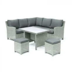 Kettler Palma Mini Casual Dining Set With Glass Table Whitewash -Verdant Living 400564 palma mini corner set