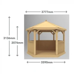 Forest Garden 3.6m Hexagonal Wooden Garden Gazebo With Timber Roof – Furnished (Cream) - Home Delivery & Installation -Verdant Living 4 20