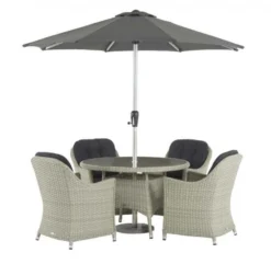 Bramblecrest Chatsworth 4 Seat Set W 120cm Table & Parasol -Verdant Living 4 seat set