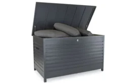 Kettler Large Aluminium Storage Box With Waterproof Liner -Verdant Living aluminium storage box lid open