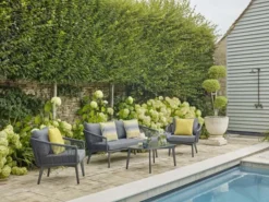 Bramblecrest Palermo 2 Seat Sofa Set W Coffee Table & 2 Sofa Chairs - Anthracite