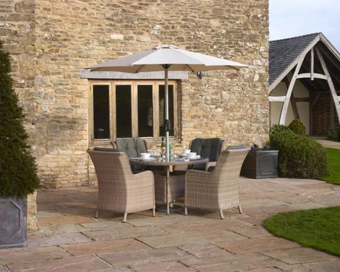 Bramblecrest Blenheim 4 Seat Set W 120cm Table & Parasol 1 Bramblecrest Blenheim 4 Seat Set W 120cm Table & Parasol