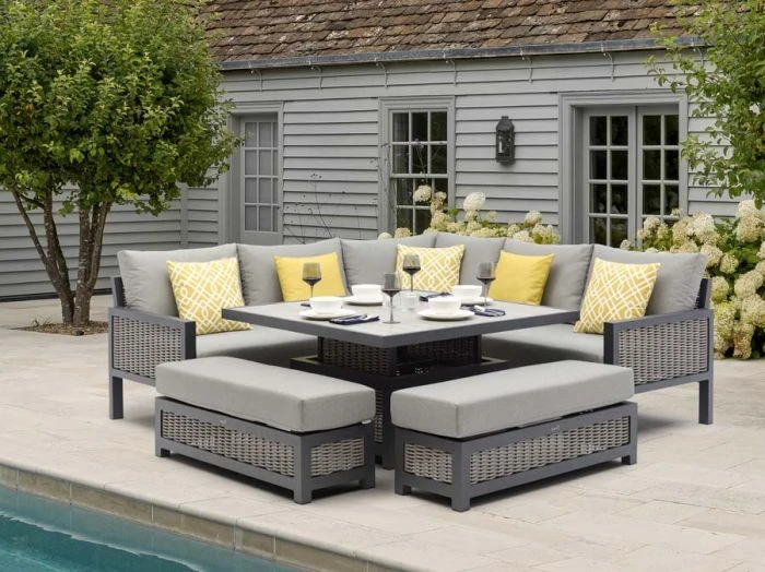 Bramblecrest Buckland Modular Sofa Set W Square Adj Table & 2 Benches 1 Bramblecrest Buckland Modular Sofa Set W Square Adj Table & 2 Benches