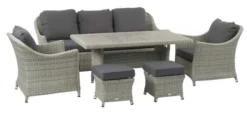 Bramblecrest Chatsworth 3 Seat Sofa Set W Adj Table W 2 Sofa Chairs & 2 Stools -Verdant Living chatsworth 3 seat sofa set 2