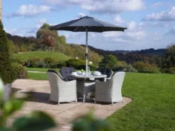 Bramblecrest Chatsworth 4 Seat Set W 120cm Table & Parasol