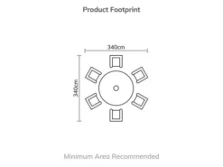 Bramblecrest Chedworth 6 Seat Set W 140Cm Round Table W Lazy Susan & Parasol 13 Bramblecrest Chedworth 6 Seat Set W 140Cm Round Table W Lazy Susan & Parasol -Verdant Living chedworth 6 seater foot print