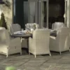 Bramblecrest Chedworth 220 X 145cm Elliptical Table, 60cm Lazy Susan, 2 Recliners, 6 Armchairs & Parasol - Sandstone