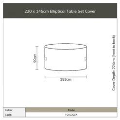 Bramblecrest 220 X 145cm Elliptical Table Set Cover Khaki -Verdant Living elliptical cover sizes