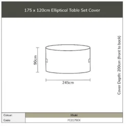 Bramblecrest Bramblecrest Cover 175x120cm Elliptical Table Set - Khaki -Verdant Living elliptical set cover 175 sizes