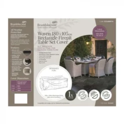 Bramblecrest Bramblecrest Cover 180x105cm Rectangle Firepit Table Set Cover - Khaki