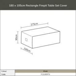 Bramblecrest Bramblecrest Cover 180x105cm Rectangle Firepit Table Set Cover - Khaki -Verdant Living fc0180rtx image5