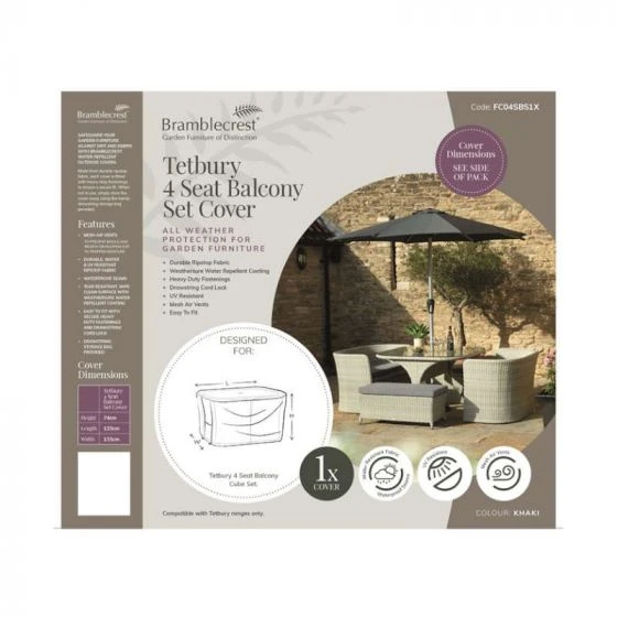 Bramblecrest Bramblecrest Cover 8 Seat Balcony Set - Khaki 1 Bramblecrest Bramblecrest Cover 8 Seat Balcony Set - Khaki