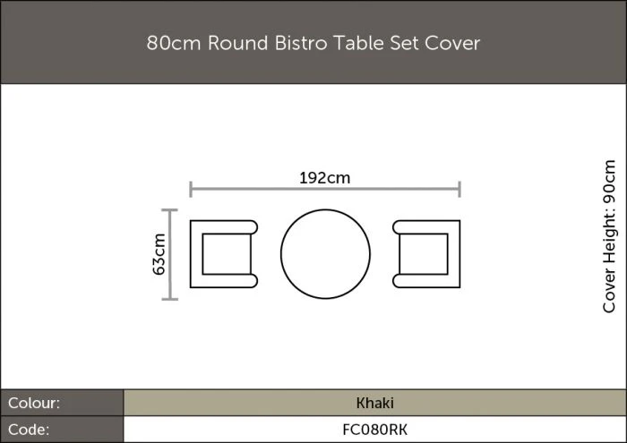 Round 80cm Bistro Table Set Cover - Khaki 2 Round 80cm Bistro Table Set Cover - Khaki - Image 2