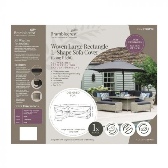Bramblecrest Rattan Large Long Right L-Shape Sofa Cover - Chedworth/Monterey 1 Bramblecrest Rattan Large Long Right L-Shape Sofa Cover - Chedworth/Monterey