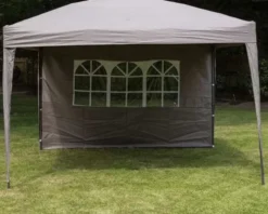 Glencrest Easy Up Gazebo 3x3m With 1 Side Curtain Grey