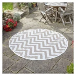 Alfresco Round Mat Zigzag 180cm - Mocha