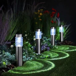 NOMA Midi Prism Stainless Steel Bollard Set Of 4 Connectable Lights