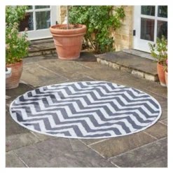 Alfresco Round Mat Zigzag 180cm - Onxy