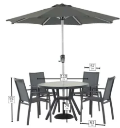 Bramblecrest Seville 4 Seat Set W 110cm Dining Table & Parasol 11 Bramblecrest Seville 4 Seat Set W 110cm Dining Table & Parasol -Verdant Living seville 4 seat dimensions 1
