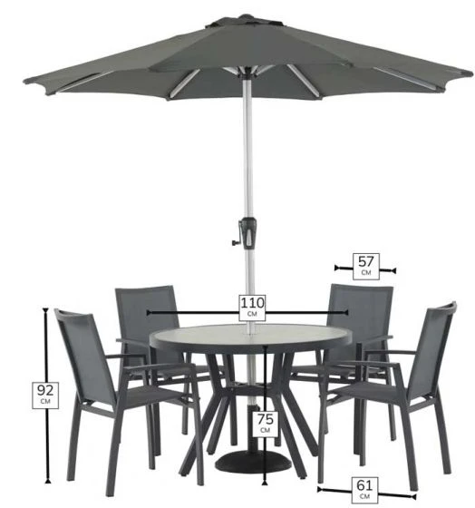 Bramblecrest Seville 4 Seat Set W 110cm Dining Table & Parasol 4 Bramblecrest Seville 4 Seat Set W 110cm Dining Table & Parasol - Image 4