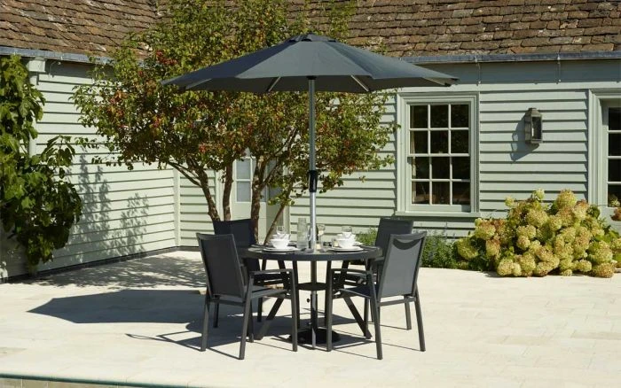 Bramblecrest Seville 4 Seat Set W 110cm Dining Table & Parasol 1 Bramblecrest Seville 4 Seat Set W 110cm Dining Table & Parasol