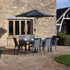 Bramblecrest Seville 6 Seat Set W 164x95cm Dining Table & Parasol -Verdant Living seville 6 seater