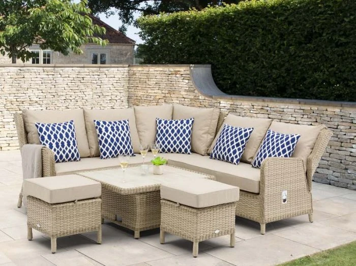 Bramblecrest Somerford Reclining Mini Modular Sofa Set W Ceramic Table & 2 Stools 2 Bramblecrest Somerford Reclining Mini Modular Sofa Set W Ceramic Table & 2 Stools - Image 2