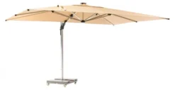 Worcester Rectangle Side Post Parasol W LEDs & Cover Sand W Base -Verdant Living spslp15 1 web
