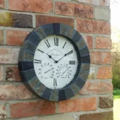 Stonegate Wall Clock & Thermometer 14" - Smart Solar
