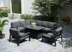 Livorno Corner Modular Set W 145x85cm Rectangular Adjustable Table & Armchairs