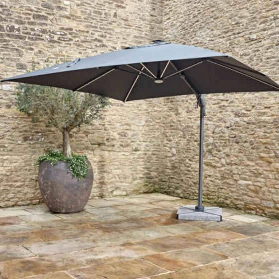 Bramblecrest Truro 3mx3m Square Side Post Parasol Grey With LED 2 Bramblecrest Truro 3mx3m Square Side Post Parasol Grey With LED - Image 2