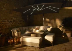 Bramblecrest Truro 3mx3m Square Side Post Parasol Grey With LED 7 Bramblecrest Truro 3mx3m Square Side Post Parasol Grey With LED -Verdant Living truro 3x3m grey 3