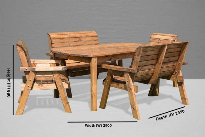 Charles Taylor Six Seat Rectangular Set (2 Benches + 2 Chairs) 2 Charles Taylor Six Seat Rectangular Set (2 Benches + 2 Chairs) - Image 2