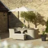 Bramblecrest Tetbury 8 Seat Balcony Set W Parasol - Nutmeg