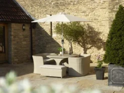 Bramblecrest Tetbury 8 Seat Balcony Set W Parasol - Nutmeg