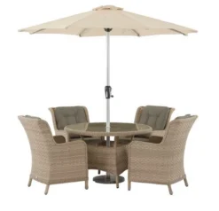 Bramblecrest Blenheim 4 Seat Set W 120cm Table & Parasol 7 Bramblecrest Blenheim 4 Seat Set W 120cm Table & Parasol -Verdant Living x20wbly120rd1 full item image