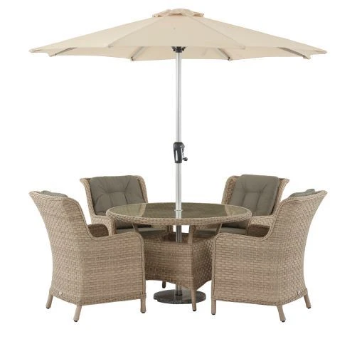 Bramblecrest Blenheim 4 Seat Set W 120cm Table & Parasol 3 Bramblecrest Blenheim 4 Seat Set W 120cm Table & Parasol - Image 3