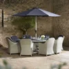 Bramblecrest Chatsworth 8 Seat Set W 220cm Elliptical Table, Lazy Susan & Parasol