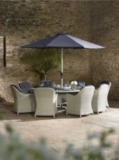Bramblecrest Chatsworth 8 Seat Set W 220cm Elliptical Table, Lazy Susan & Parasol