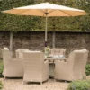 Bramblecrest Chedworth 6 Seat Set W 140Cm Round Table W Lazy Susan & Parasol