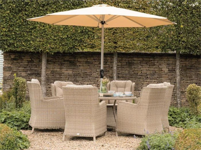 Bramblecrest Chedworth 6 Seat Set W 140Cm Round Table W Lazy Susan & Parasol 1 Bramblecrest Chedworth 6 Seat Set W 140Cm Round Table W Lazy Susan & Parasol