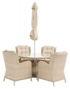 Bramblecrest Somerford 4 Seat Set W 120cm Table & Parasol -Verdant Living x23wsf120rd1 2 web