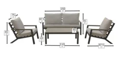 Bramblecrest Zurich 2 Seat Sofa Set W Coffee Table & 2 Sofa Chairs -Verdant Living zurich sofa set dimensions